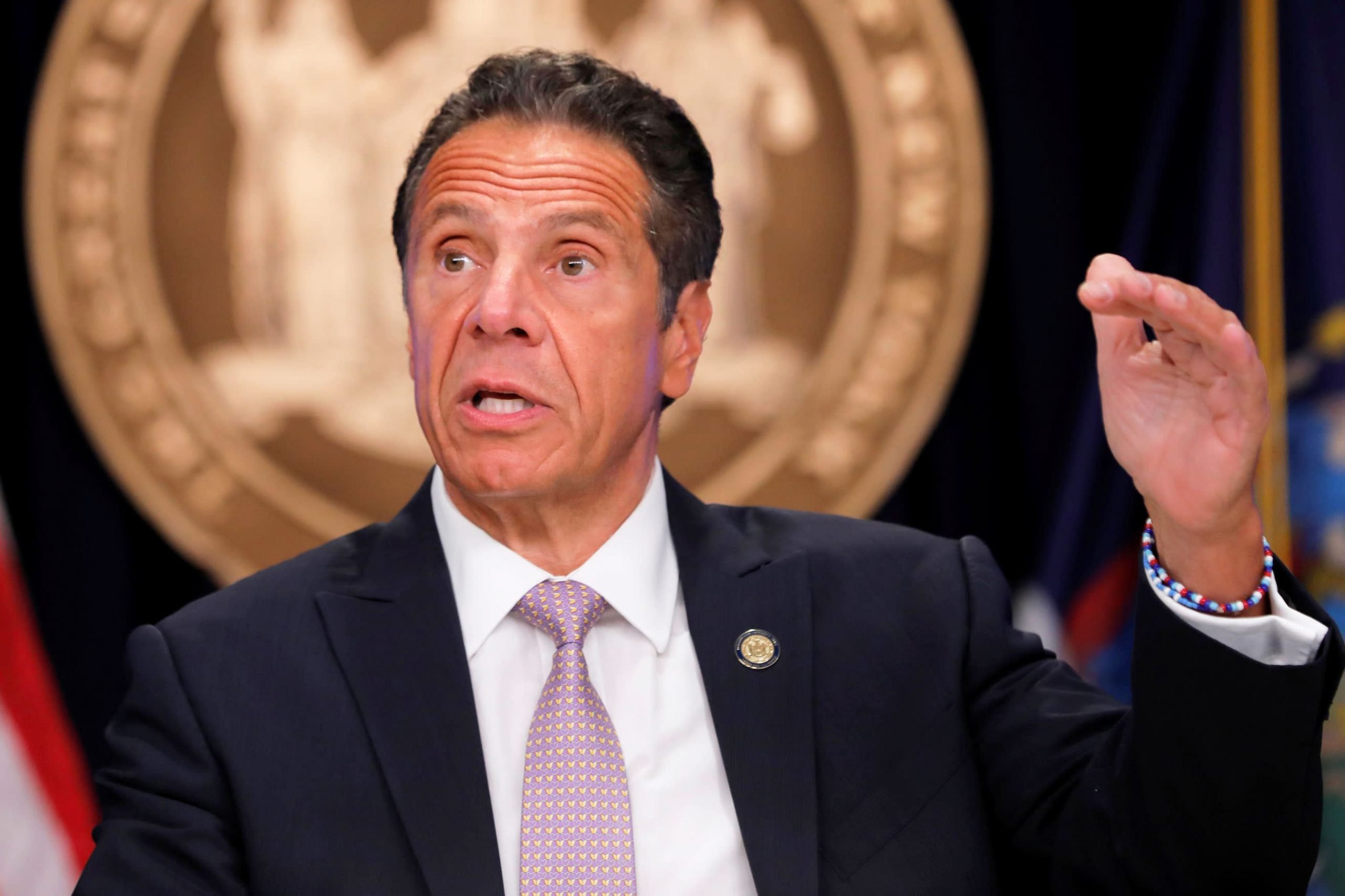 New York Governor Andrew Cuomo holds a press conference on the Covid pandemic