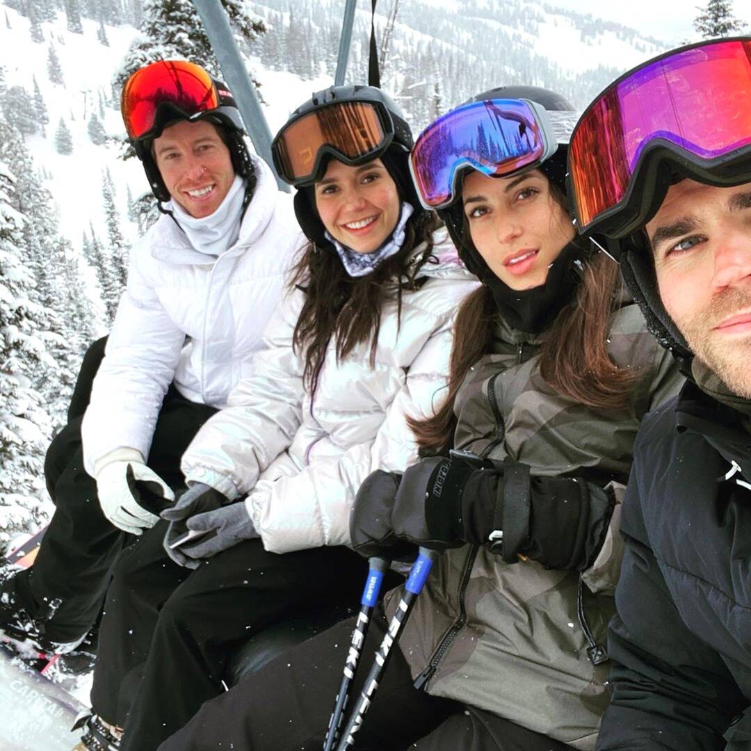 Nina Dobrev meets up with Paul Wesley again for a ski trip with Shaun White