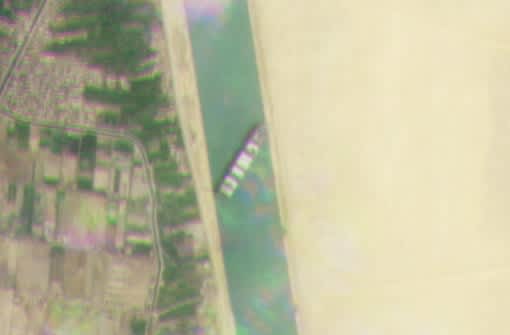 Satellite images of the ship Ever Given block the Suez Canal in Egypt