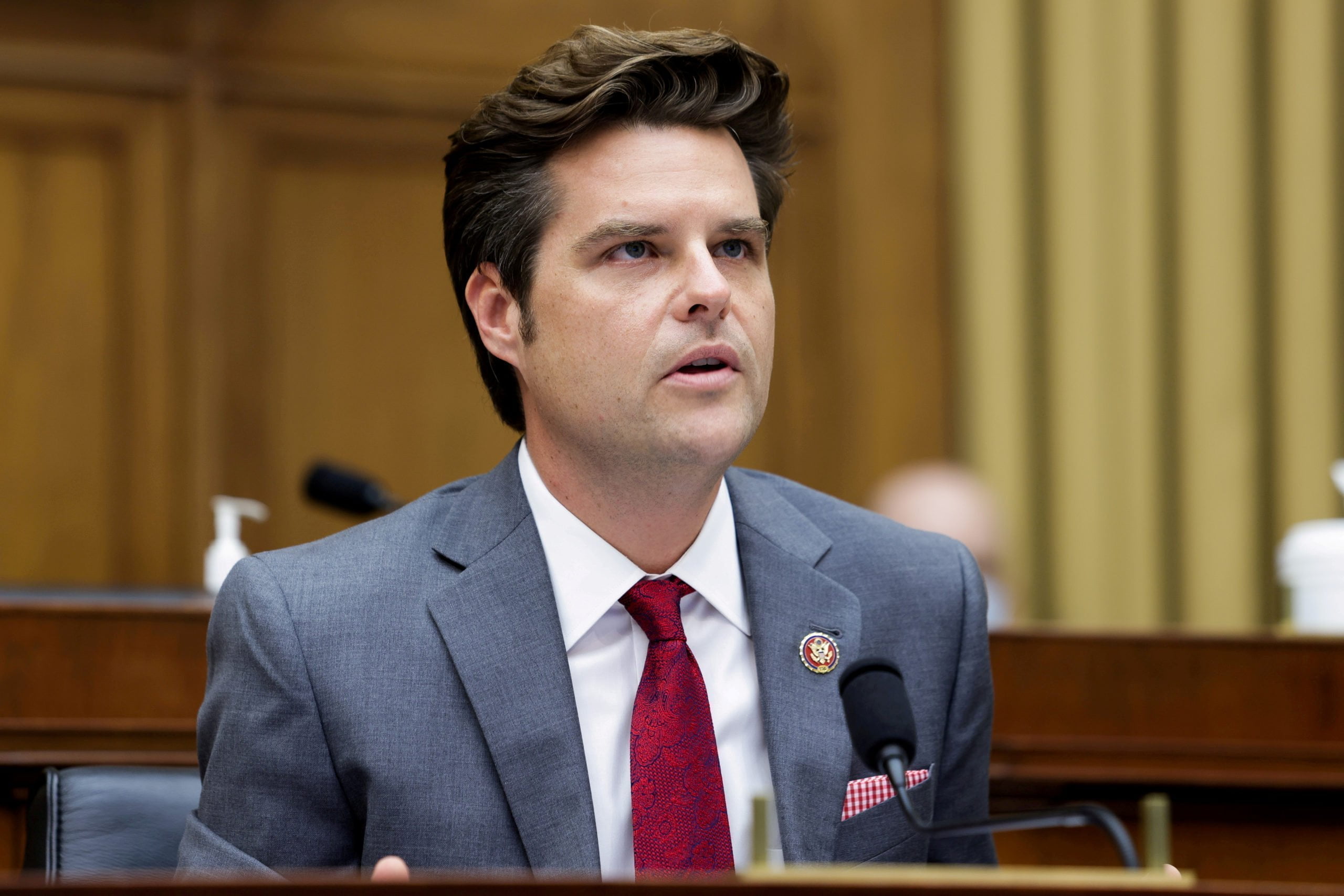 Does Matt Gaetz's political father use his train to keep the Republicans calm about his son?