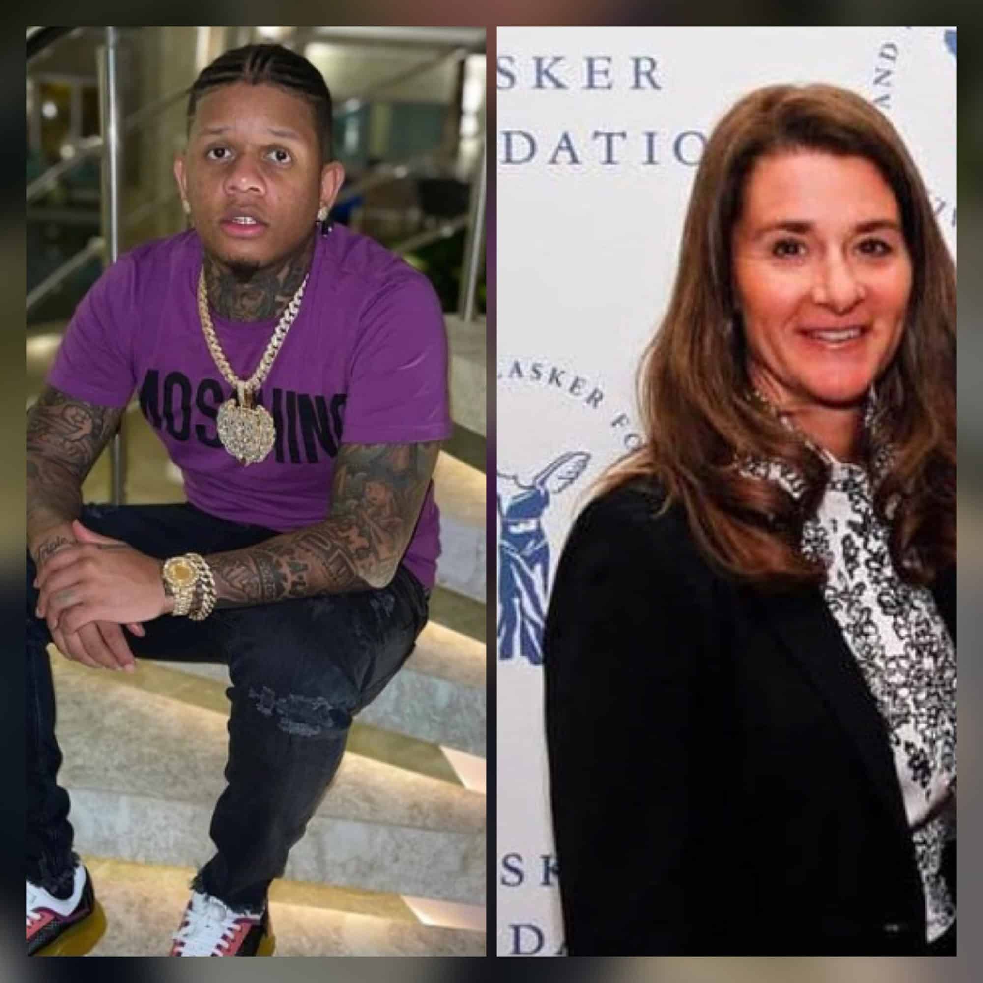 Yella Beezy decides to shoot Melinda Gates after her divorce announcement. 1 Yella Beezy decides to shoot Melinda Gates after her divorce announcement.