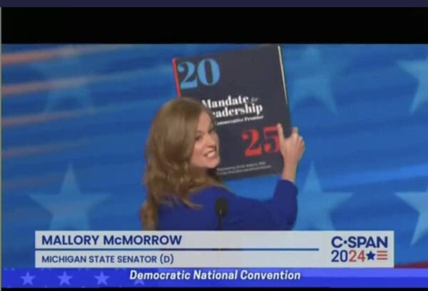Mallory McMorrow Brings Out Mission 2025 And Reads It on the Democratic Conference 1 MI State Sen Mallory McMorrow